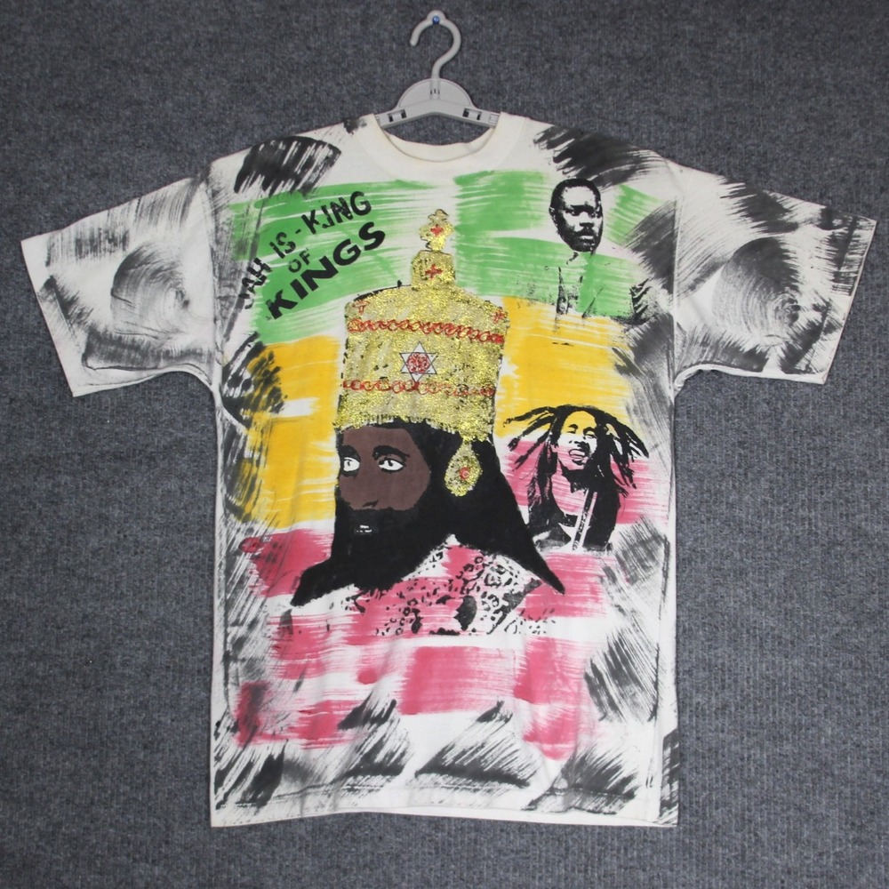 Vintage 90s Mosquitohead Rasta Haile‎ Selassie Bob Marley T Shirt XL Jah is King